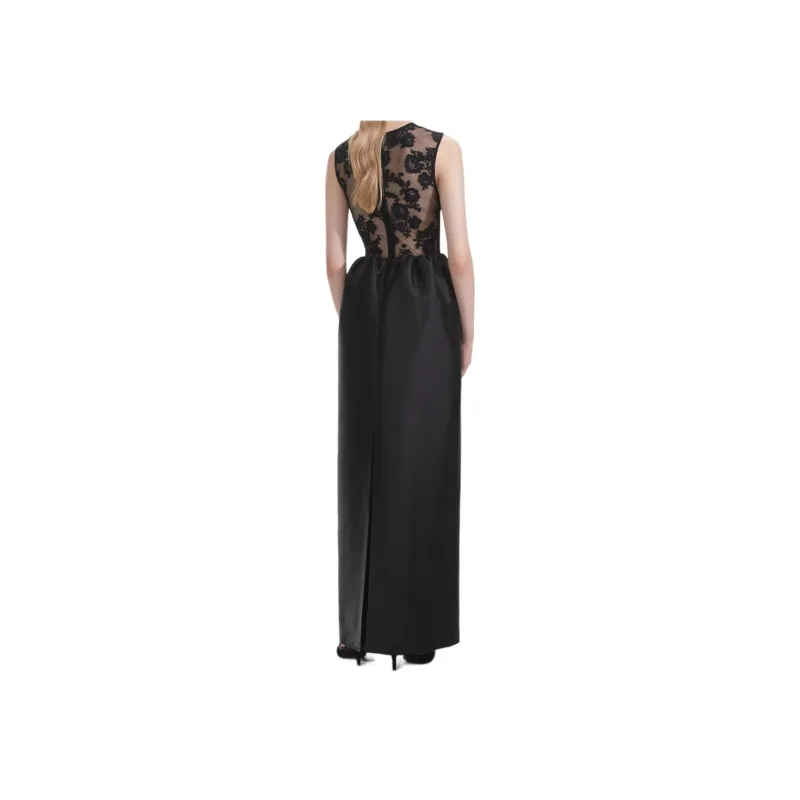 Self portrait Lace trim Taffeta Maxi Dress-2