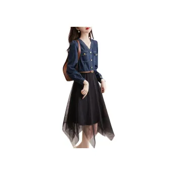 XWI Long Sleeved Dress Women's Denim Blue