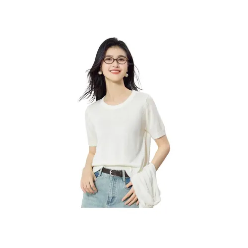 JINJU 화이트 여성 니트웨어