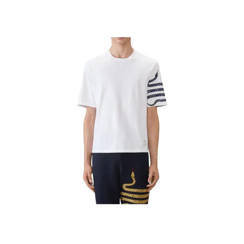 THOM BROWNE Snake Embroidered Crewneck T Shirt-4