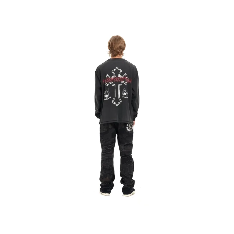 False Perception Jeans Unisex Washed Black-2