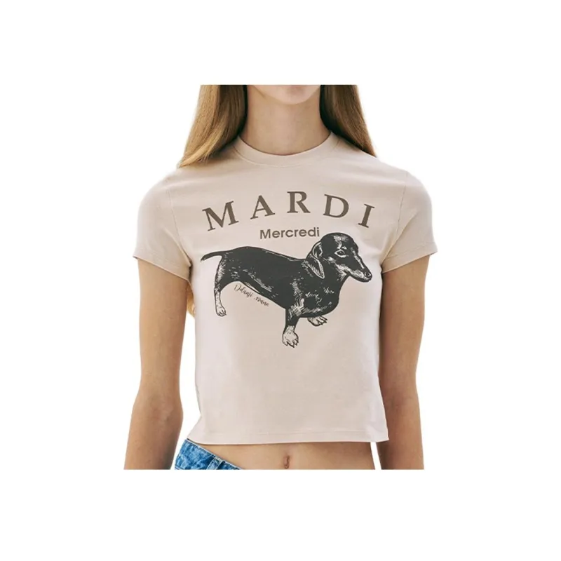 MARDI MERCREDI SS25 T Shirt Korean Style Women's Gray/Umber-0