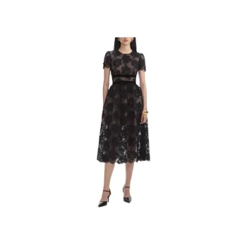 Self portrait Short Sleeved Dress Women's Classic Black