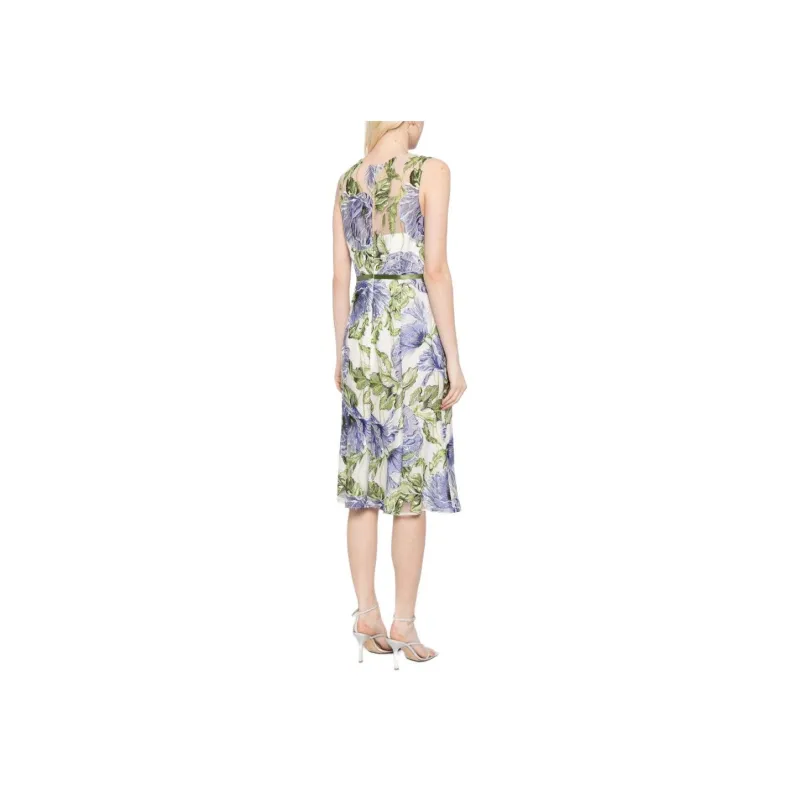 Marchesa Notte Floral-embroidered Tulle Midi Dress-1