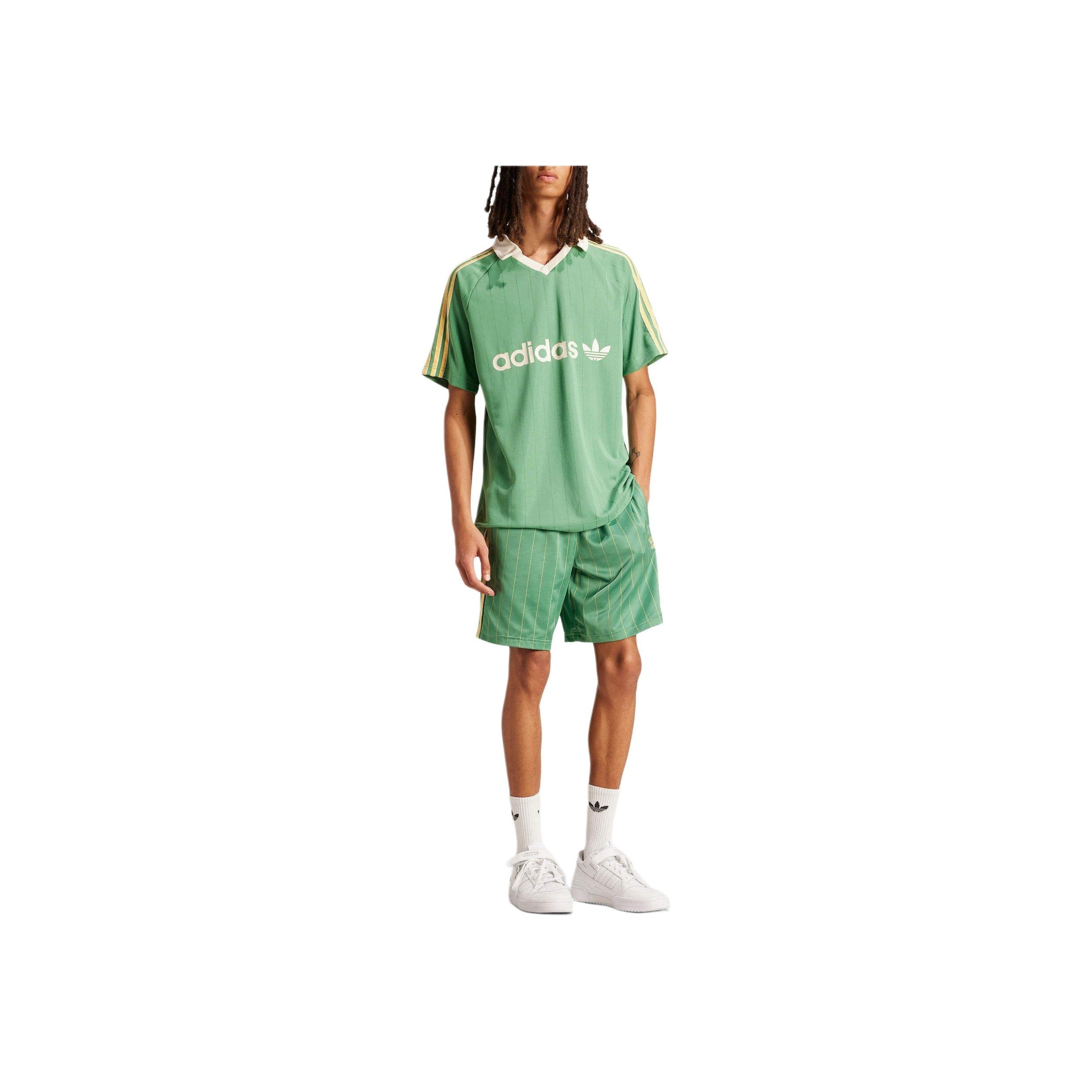 Adidas Men's Logo Pinstripe Jersey Green M - POIZON