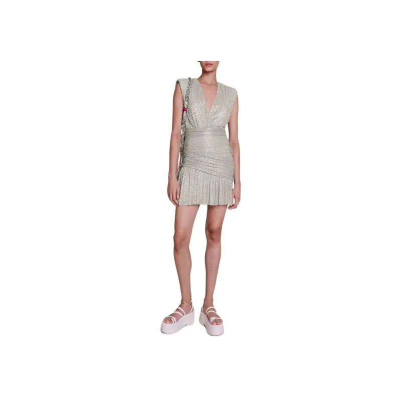 Maje Ruched Lurex Mini Dress-1