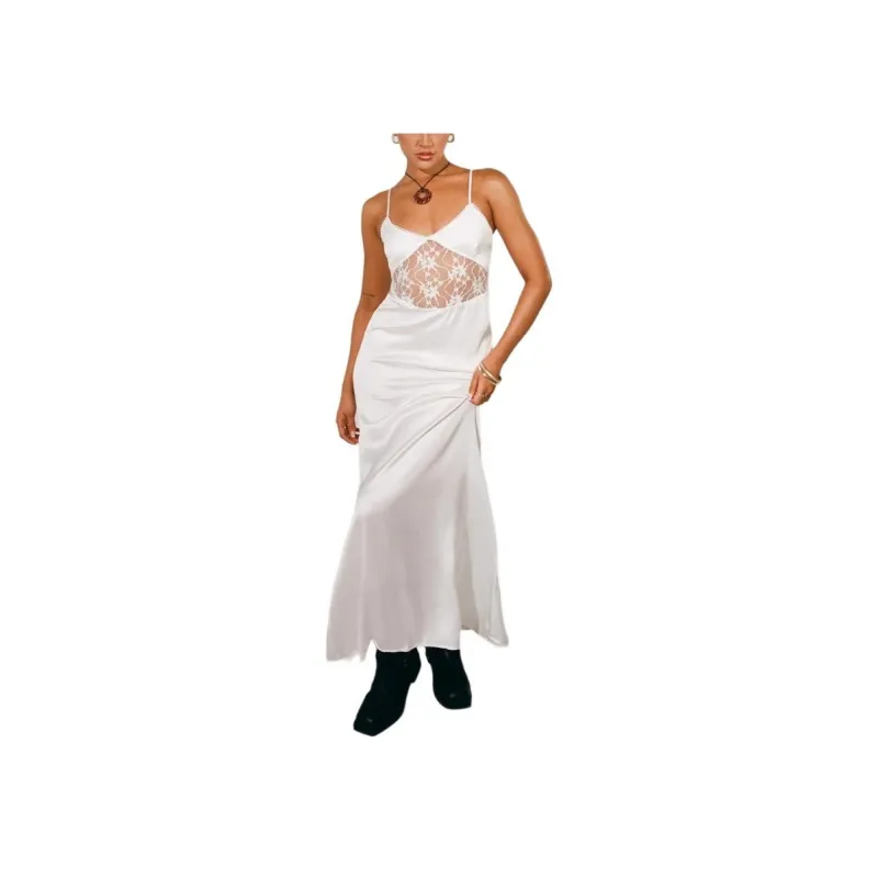 PRINCESS POLLY ROSELLE MAXI DRESS Slip Dress Women's White/White-2