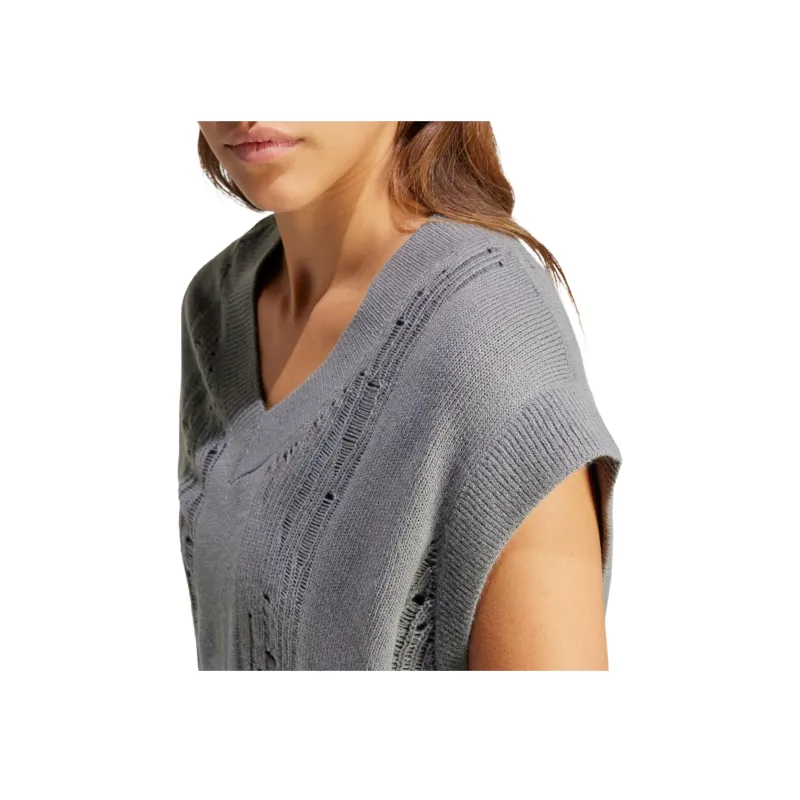Adidas Originals DISTRESSED KNIT VEST Tank Tops Women's Gray-5