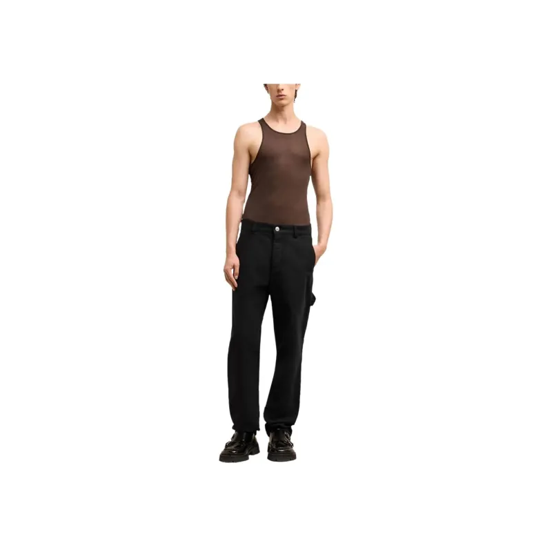 Ami Paris Logo patch Straight leg Worker Trousers-1