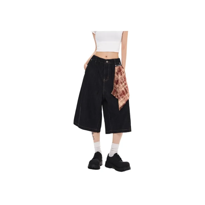 NHZN Denim Shorts Women's Black-1