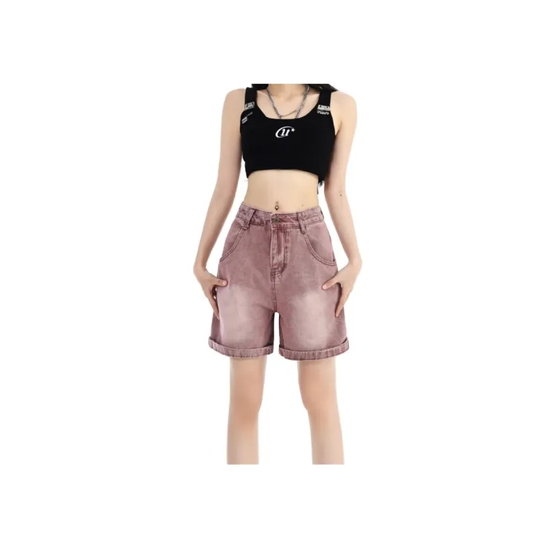 KEAB Denim Shorts Women's Washable Red-3