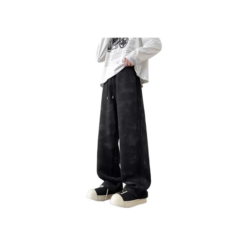 CORNILOT Casual Pants Unisex Gray White-4