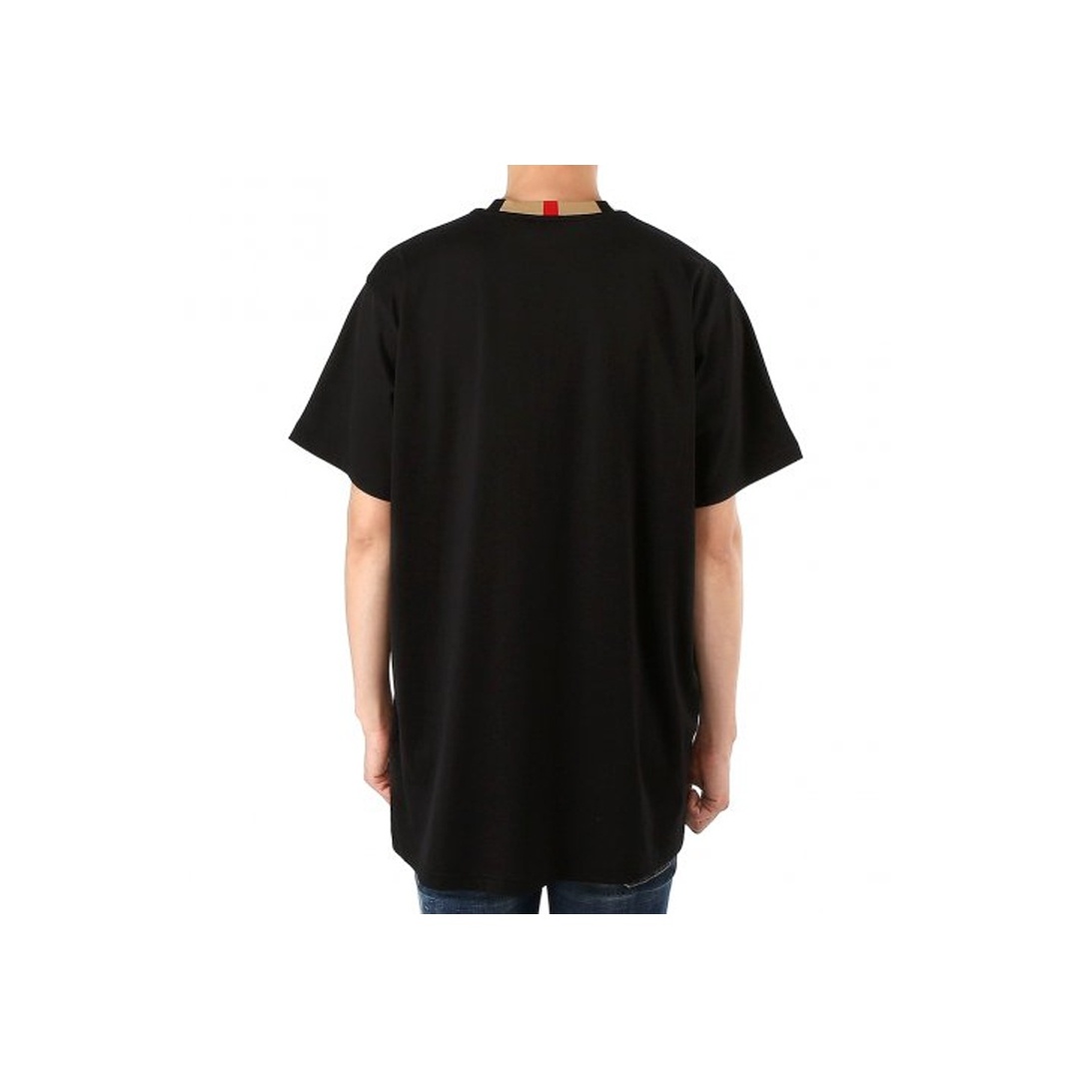 Burberry Men Icon Stripe Trim Cotton T-shirt Black XL