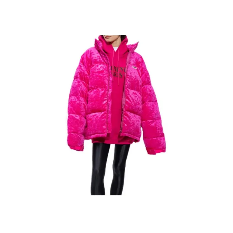 Vetements Logo-patch Velour Down Puffer Jacket-3