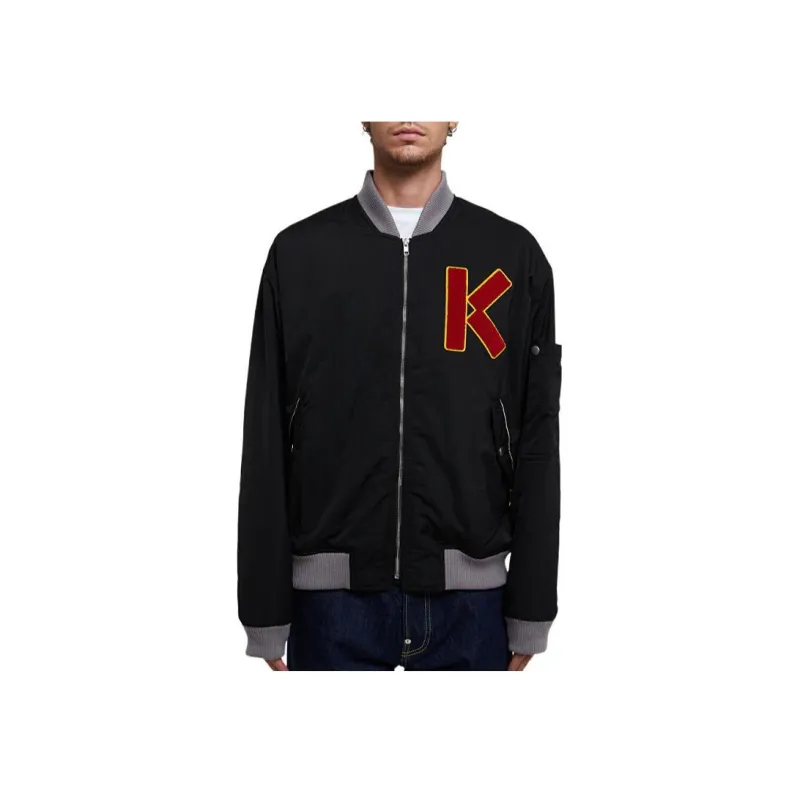 KENZO Logo Embroidered Zipped Bomber Jacket-3
