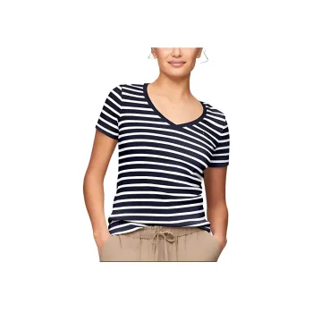 Tommy Hilfiger T Shirt Women's Navy Blue & White Stripes