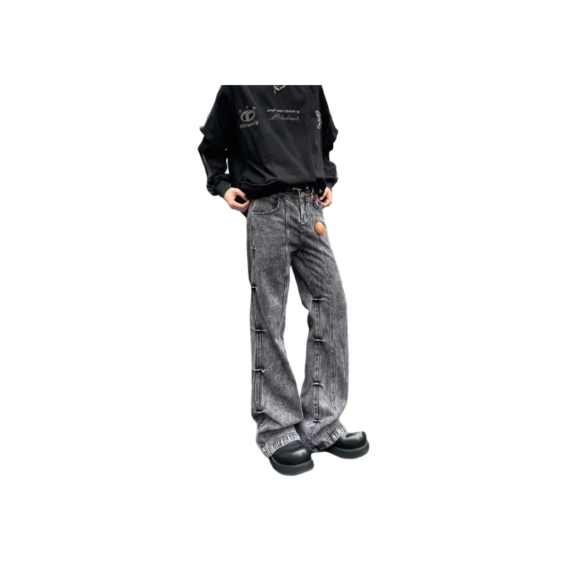 FONDLOOK Jeans Unisex Black Gray Color-0