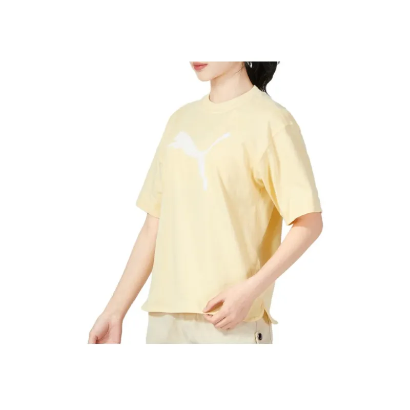 PUMA Drop Shoulder Sleeve T Shirt Women's Yellow-0