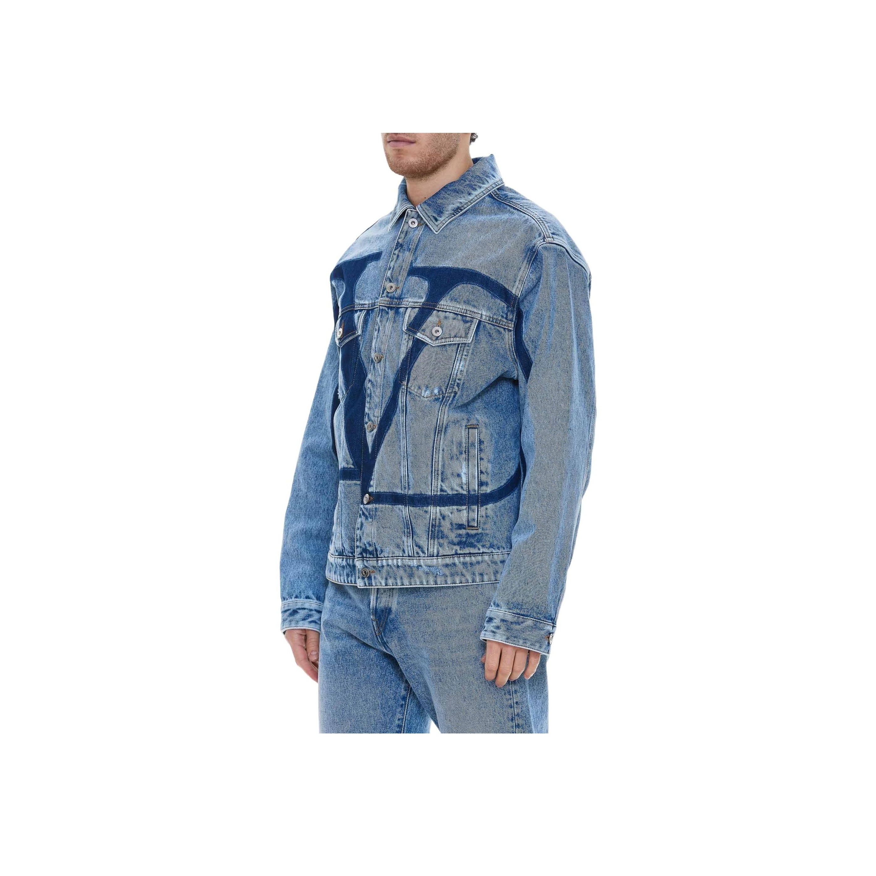 Valentino Denim Jackets Men Blue - POIZON