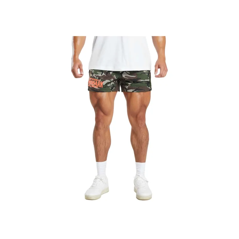 GYMSHARK LIFTING CLUB PRINTED MESH 5' SHORTS Casual Shorts Men's Olive Green-0