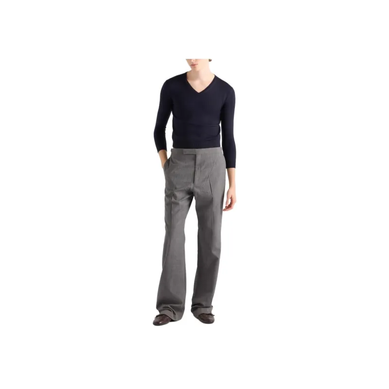 PRADA V Neck Knitted Cropped Sweater-1