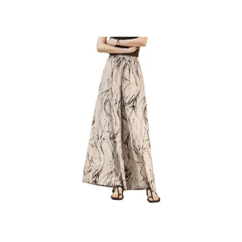 XWI Casual Pants Women's Beige Apricot With Print