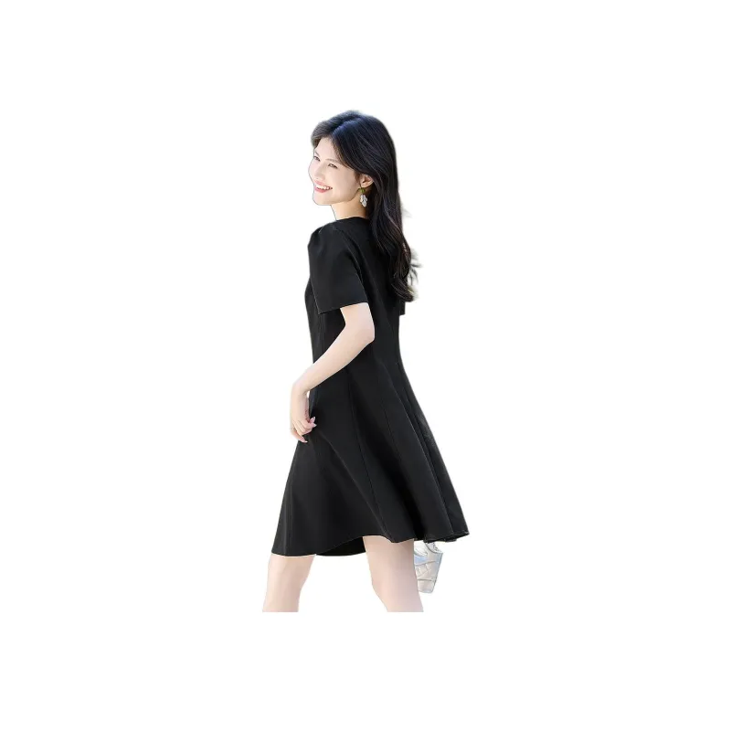 Still Quiet Short Sleeved Dress Women's Black-0