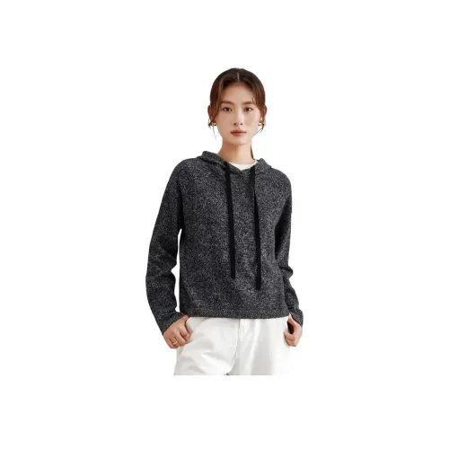 MIHUANG 잉크 색상 Dots 블랙 여성 캐시미어 스웨터