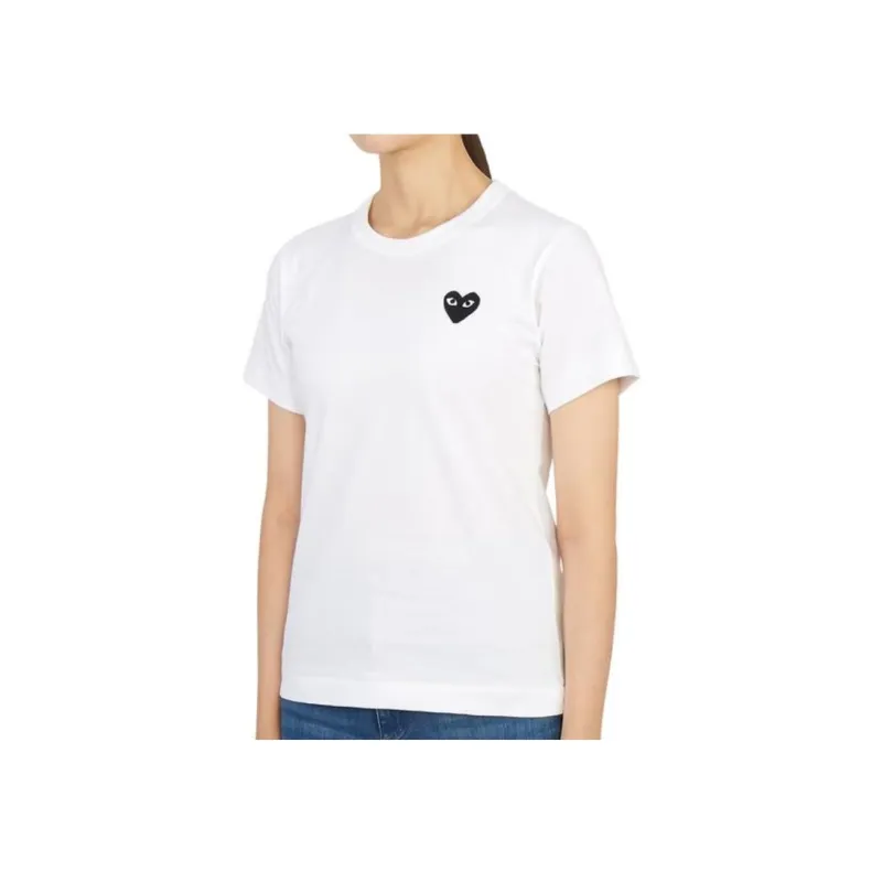 Comme Des Garcons Play Women's Black Emblem T Shirt White/Black SS22-1