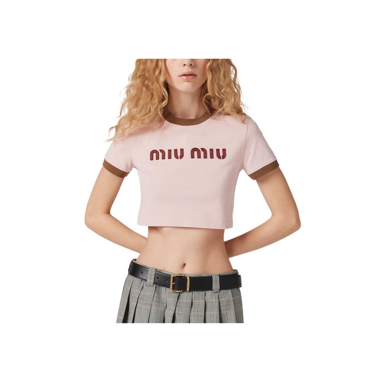 MIU MIU SS24 Regular T-Shirt Women's Pink - POIZON