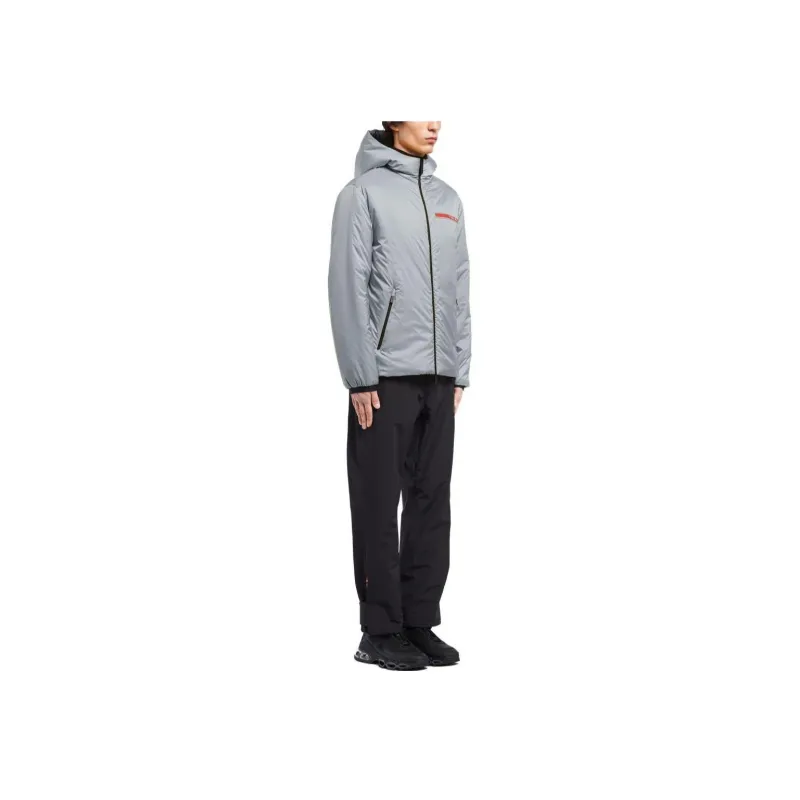 PRADA FW23 Prada Light Polyester Padded Jacket Aluminum Jackets Coats Men's Silver-1