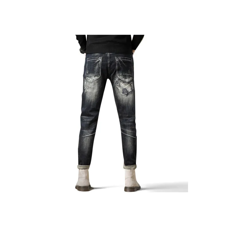 FAIRWHALE Jeans Spring Summer Unisex Patch Black-9