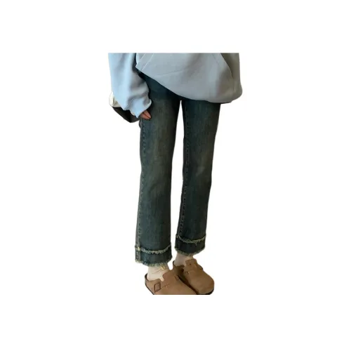WU77 빈티지 블루 여성 청바지