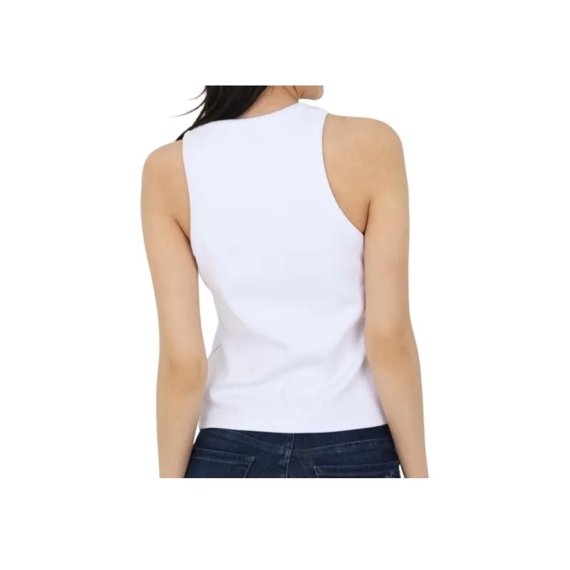 MSGM Logo Embroidered Sleeveless Ribbed Tank Top-0