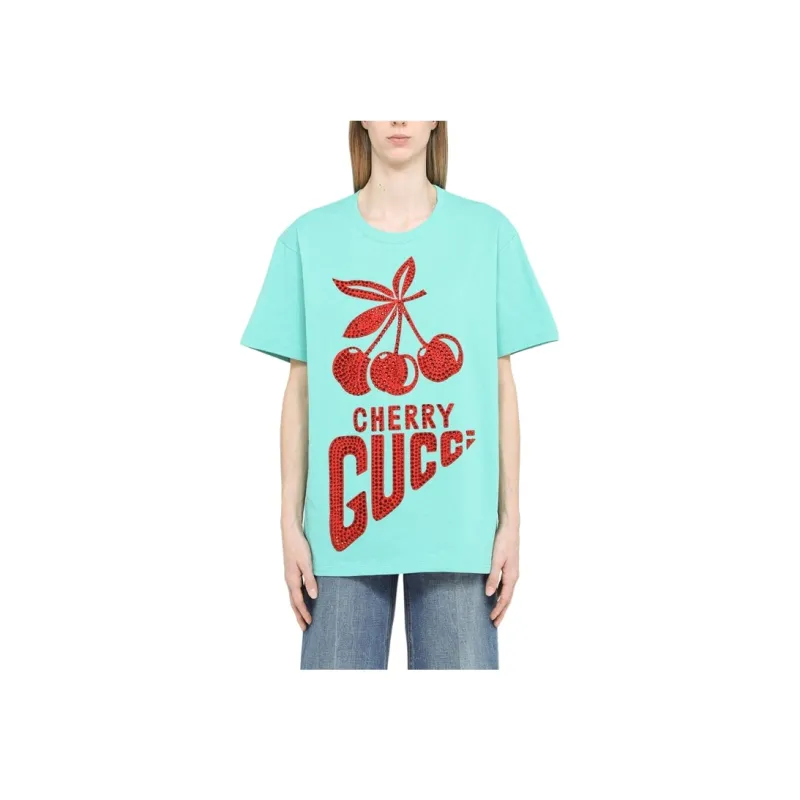 GUCCI Crystal embellished Cherry motif T shirt-2