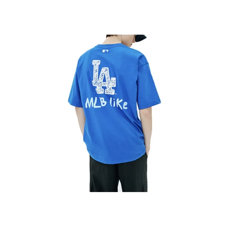 MLB Drop Shoulder Sleeve T Shirt Unisex Blue-4