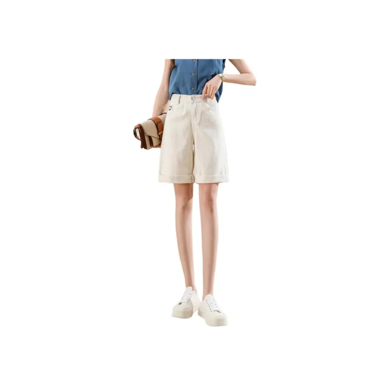 ORIGIN Denim Shorts Women's Beige Apricot-0