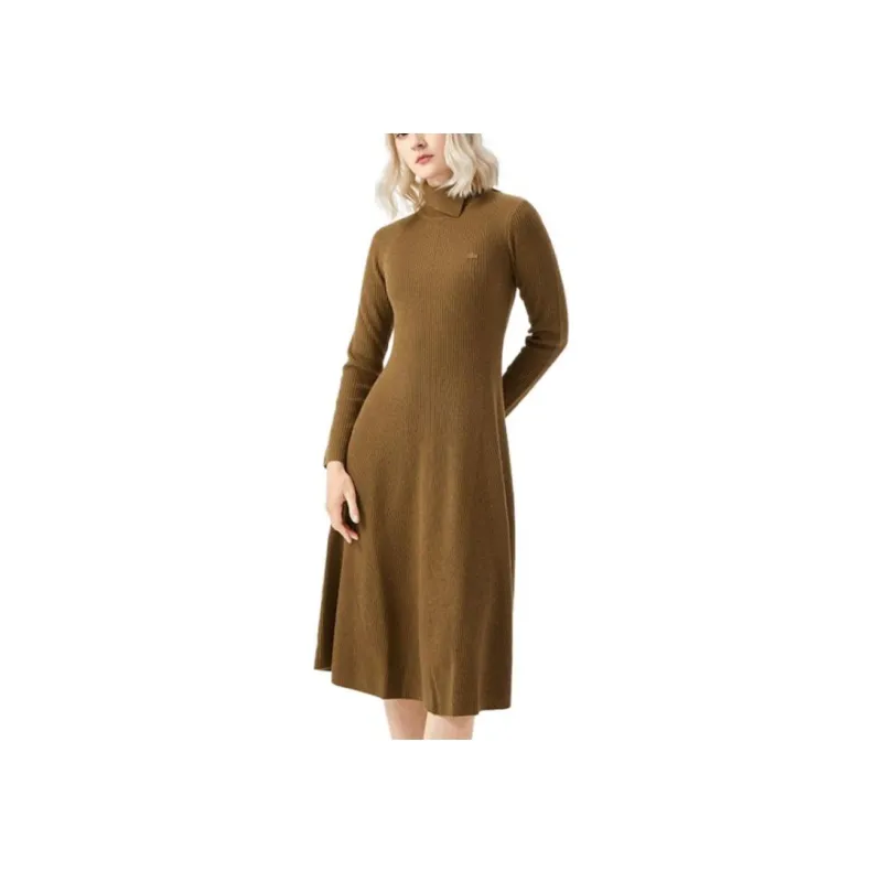 LACOSTE Long Sleeved Dresses Women's Brown-2