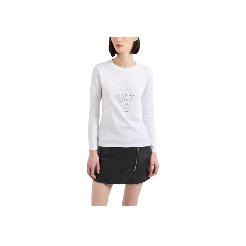 ARMANI EXCHANGE Rhinestone embellished Logo T shirt-1