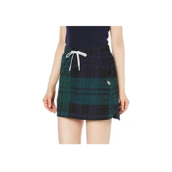PEARLY GATES Logo tape Plaid Knitted Skirt