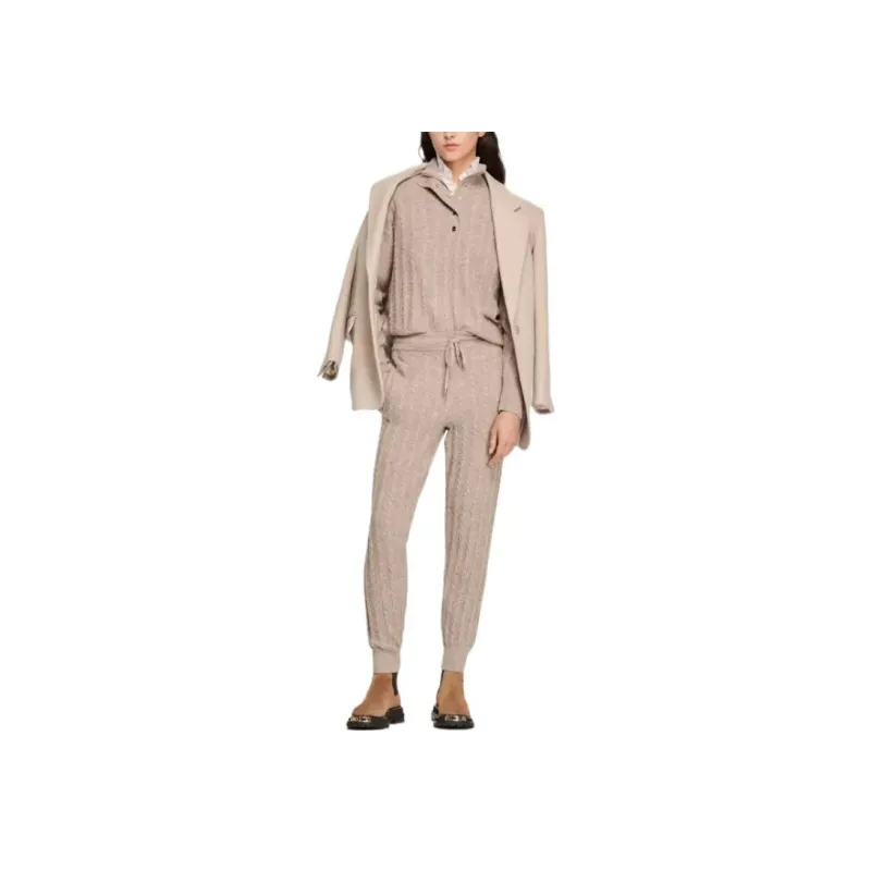 Sandro FW22 Turtleneck Fitted Sweater Women's Taupe-1