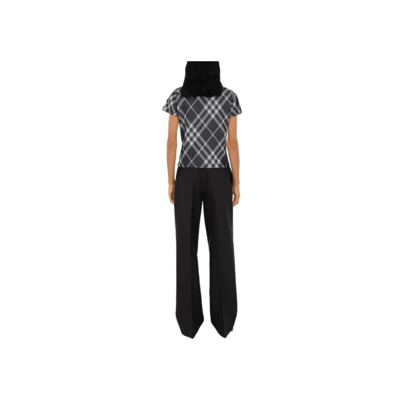Burberry Check Stretch Cotton blend T shirt-3