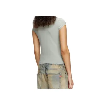 DIESEL OVAL D Series T Shirts Women's Gray