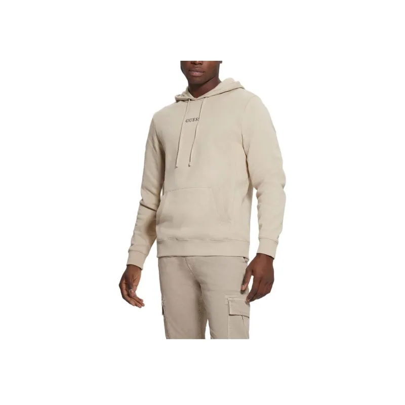 GUESS Eco Roy Embroidered Logo Hoodie Sweatshirt Men's Brown-0