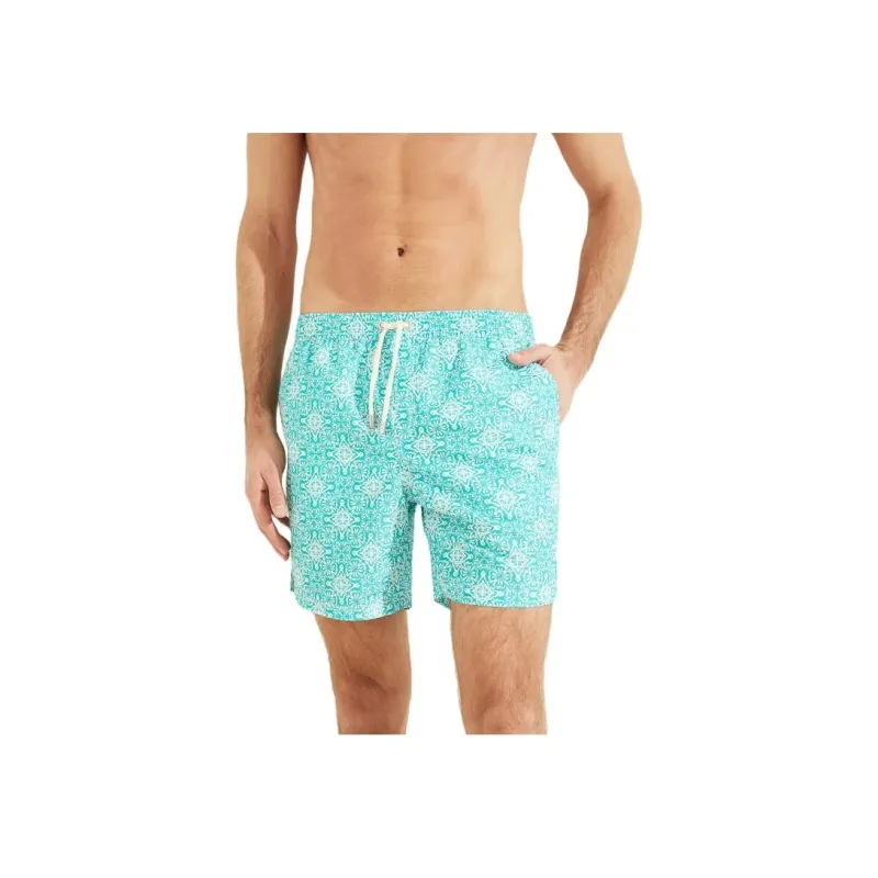 GUESS Mosaic Swim Trunks Casual Shorts Men's Blue-0