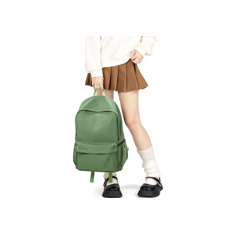 LANDCASE Fabric Backpack Laptop Bag Unisex Green/Black/Khaki-6