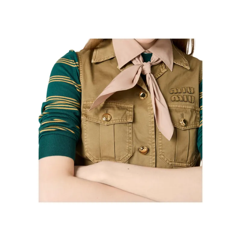 MIU MIU Garment dyed Cotton Mini Dress-4