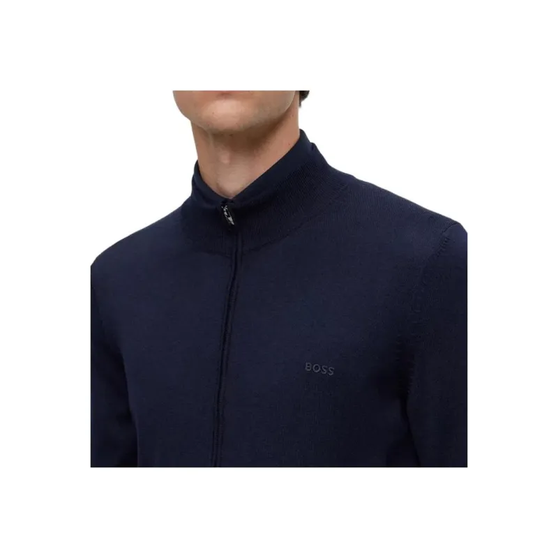 HUGO BOSS Logo Embroidered Zipped Knit Cardigan-4