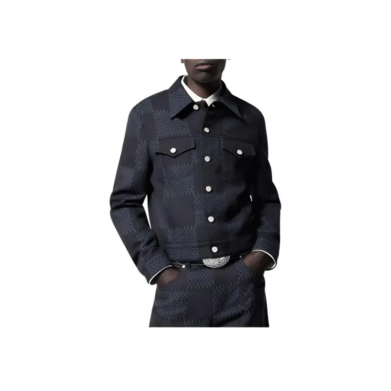 LOUIS VUITTON Damier Tailored Wool Trucker Jacket-3