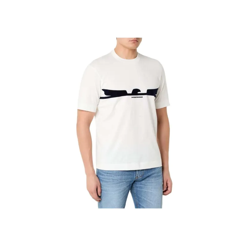 EMPORIO ARMANI Asv Jersey T shirt With Contoured Eagle Flocked Print-4